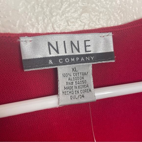 Nine & Co by Nine West Red Cable Knit V Neck Cotton Sweater Vest Y2K NWT Size XL - Picture 4 of 7